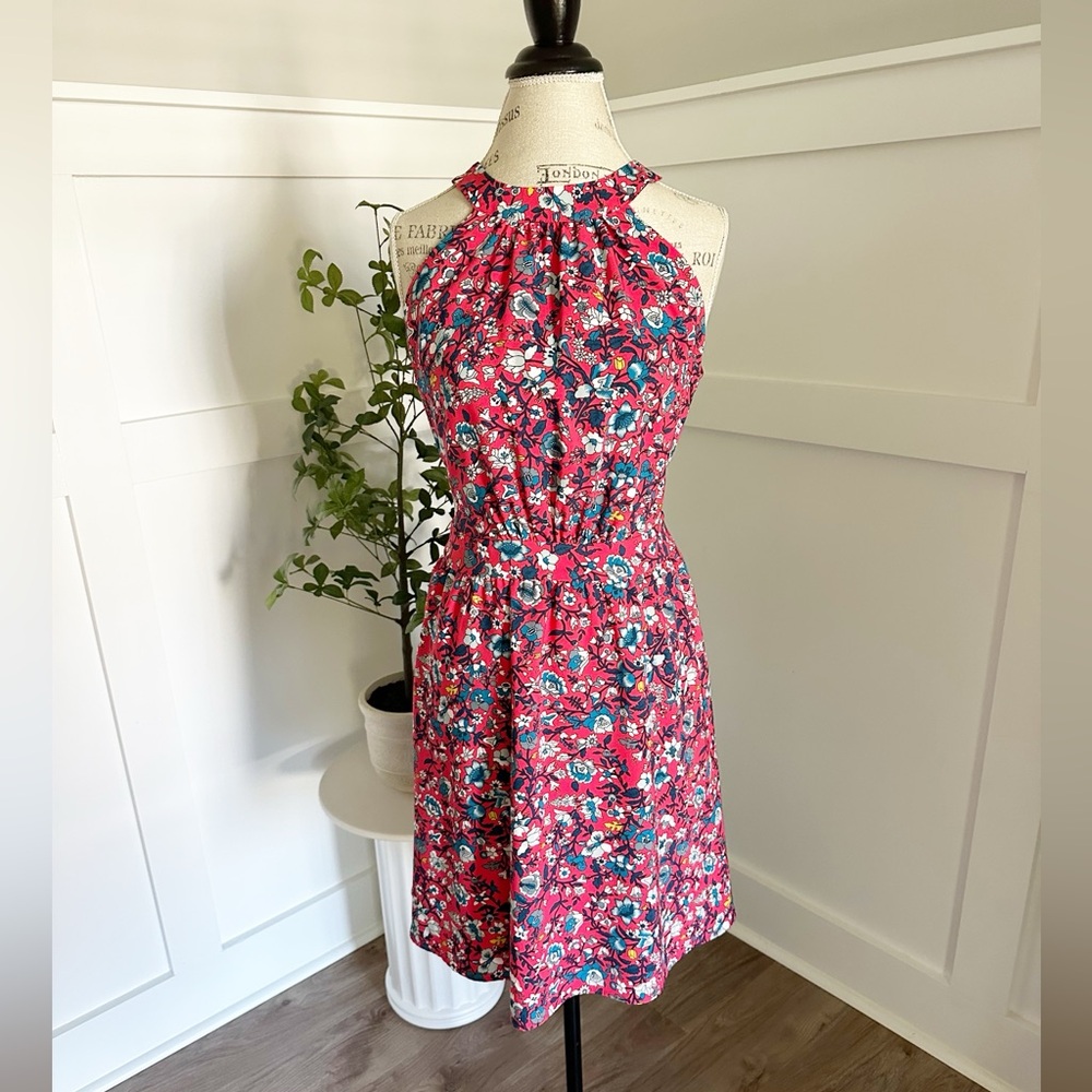 LOFT Outlet Floral Halter Fit & Flare Dress Sz M NWOT
